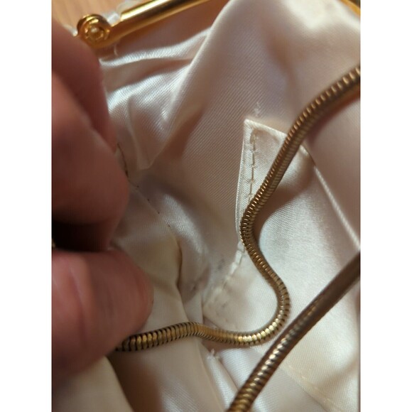 Clutch Evening Bag White Bead Sequin Vintage Wire Strap Hong Kong - Picture 10 of 10